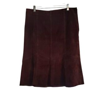 Karen Kane 100% Suede Leather Skirt Vintage Chocolate Brown